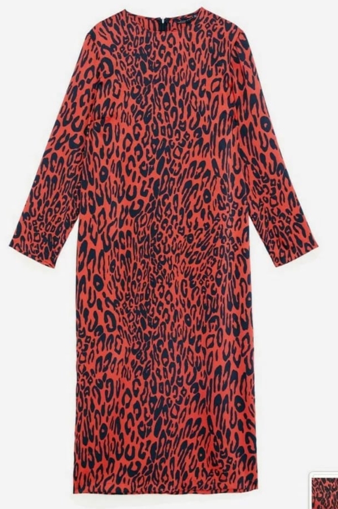 ZARA Animal Print Red Maxi Dress NWOT Blogger's Fa - Picture 14 of 14